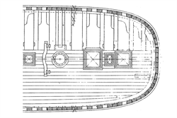 Verlegemuster der Decksplanken (Quelle: Die niederländische Jacht im 17. Jahrhundert, Werner Jaeger)